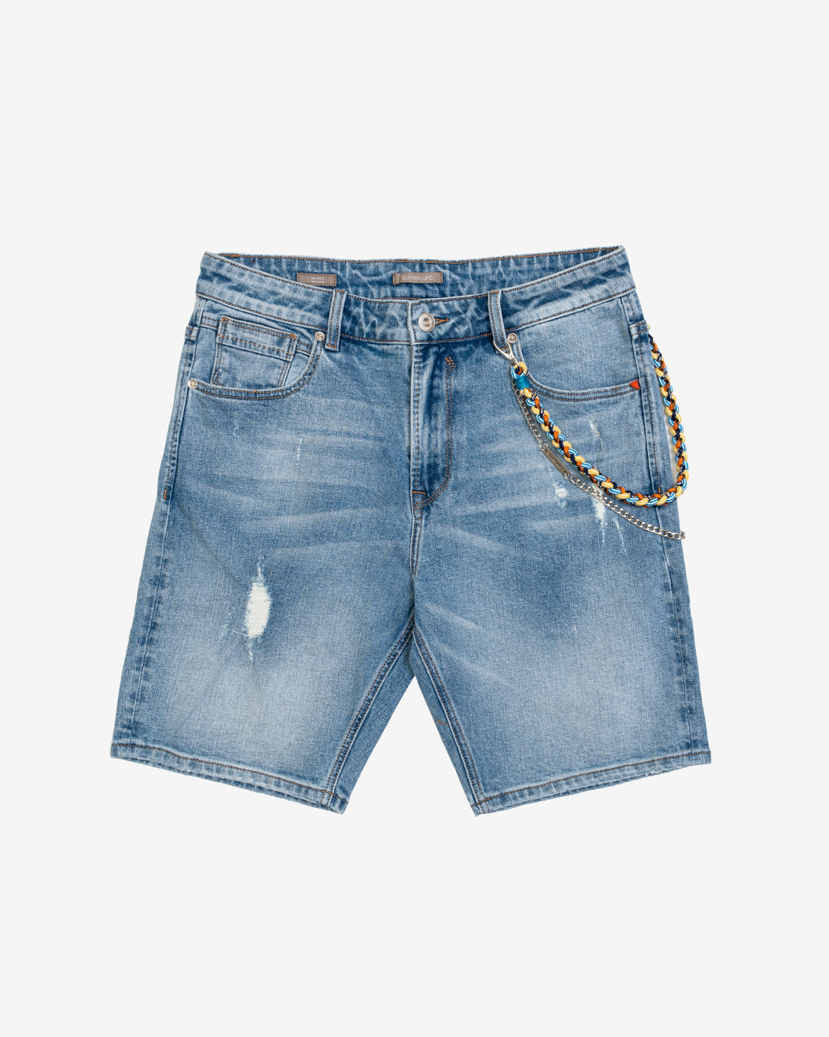 BERMUDA JEANS CON ABRRASIONI